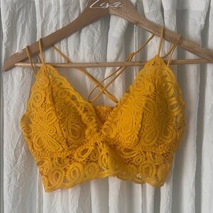 PINK Victoria's Secret Mustard Lace Bralette